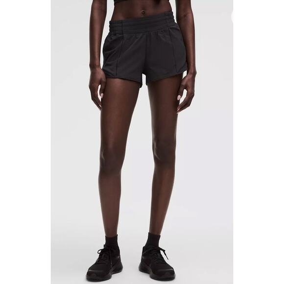 Lululemon Womens Hotty Hot High Rise Lined Black Running Shorts 2.5" Size 4